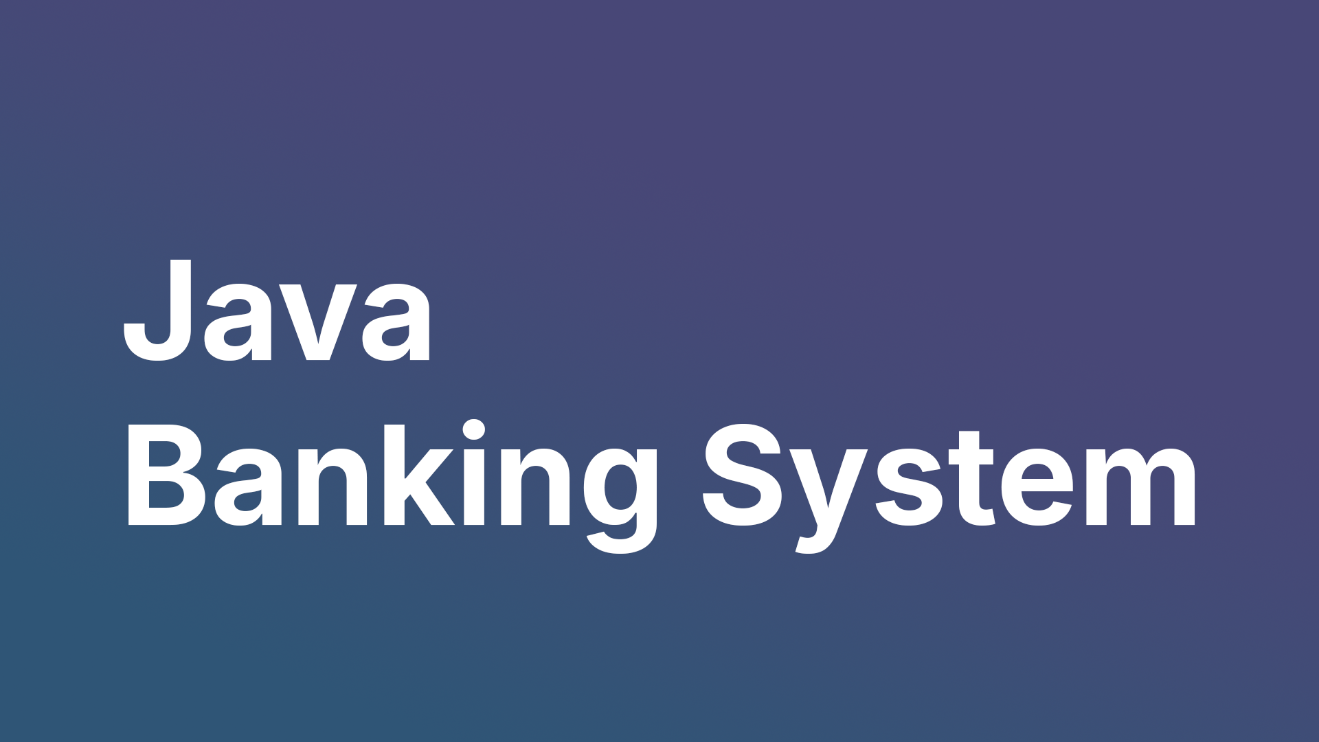 Java Banking System